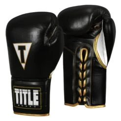 TITLE Boxeo Mexican Leather Lace Training Gloves Quatro 16 TITLE Boxeo Mexican Leather Lace Training Gloves Quatro -Sports Boxing BATGL4 BK WH 2