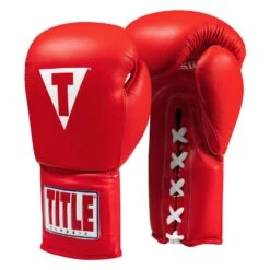 TITLE Classic Leather Lace Training Gloves 2.0 -Sports Boxing CTSGL2 RD 02