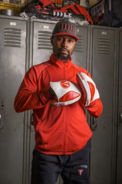 TITLE Boxing Fighting Fresh Leather Punch Mitts -Sports Boxing FFPM WH RD