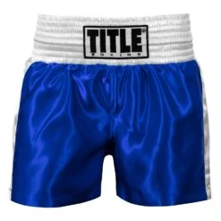 TITLE Boxing Professional Women’s Satin Striped Boxing Trunks -Sports Boxing TPBTW2 BL WH 2