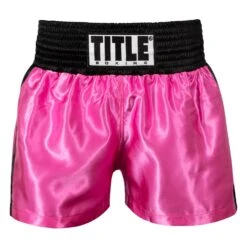 TITLE Boxing Professional Women’s Satin Striped Boxing Trunks -Sports Boxing TPBTW2 PK BK 2