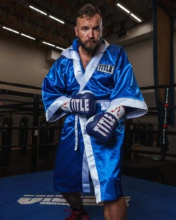 TITLE Boxing Pro Full Length Robe 3.0 -Sports Boxing TSRFL3BLWH 1