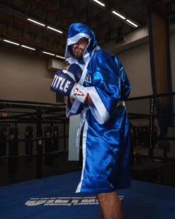 TITLE Boxing Pro Full Length Robe 3.0 -Sports Boxing TSRFL3BLWH 2
