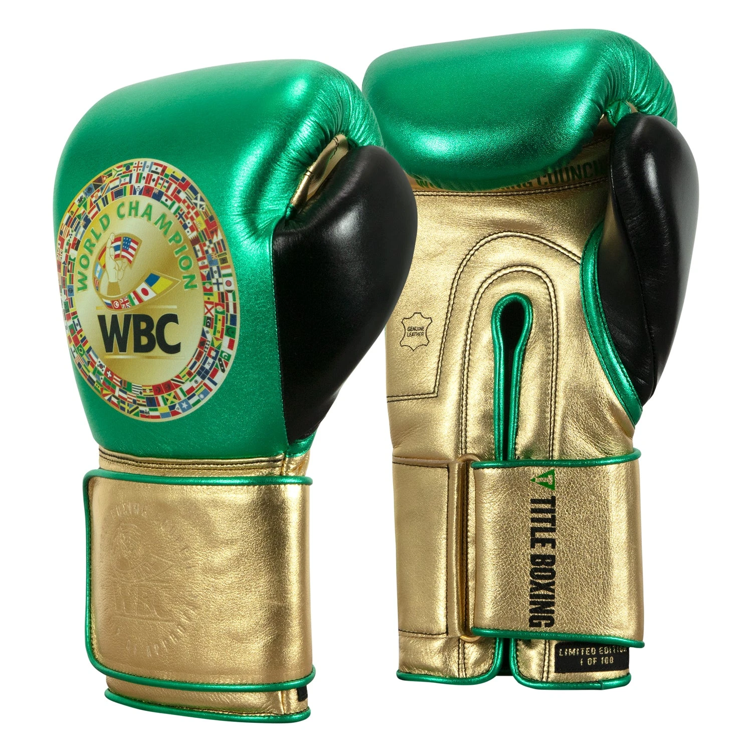 WBC By TITLE Boxing Green Belt Bag Gloves 8 WBC By TITLE Boxing Green Belt Bag Gloves - Image 8