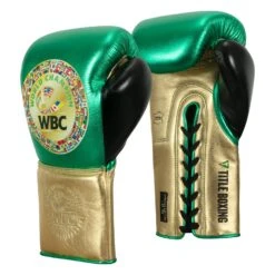 WBC By TITLE Boxing Green Belt Sparring Gloves 28 WBC By TITLE Boxing Green Belt Sparring Gloves -Sports Boxing WGBSG GN GD BK 2