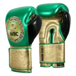 WBC By TITLE Boxing Green Belt Training Gloves 1.0 -Sports Boxing WGBTG GN GD BK 2