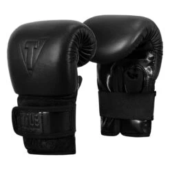 TITLE Black Old School Leather Pro Bag Gloves -Sports Boxing bktbg 002