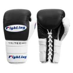 Fighting Tri-Tech Tenacious Lace Training Gloves -Sports Boxing fs3ttgl bk wh 001