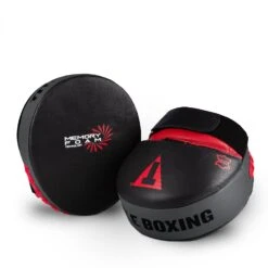 TITLE Boxing Memory Foam Tech Punch Mitts -Sports Boxing mfmpm bk rd 3 1