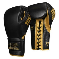 TITLE Boxing Roberto Duran Leather Sparring Gloves -Sports Boxing rdsg bk gd 02