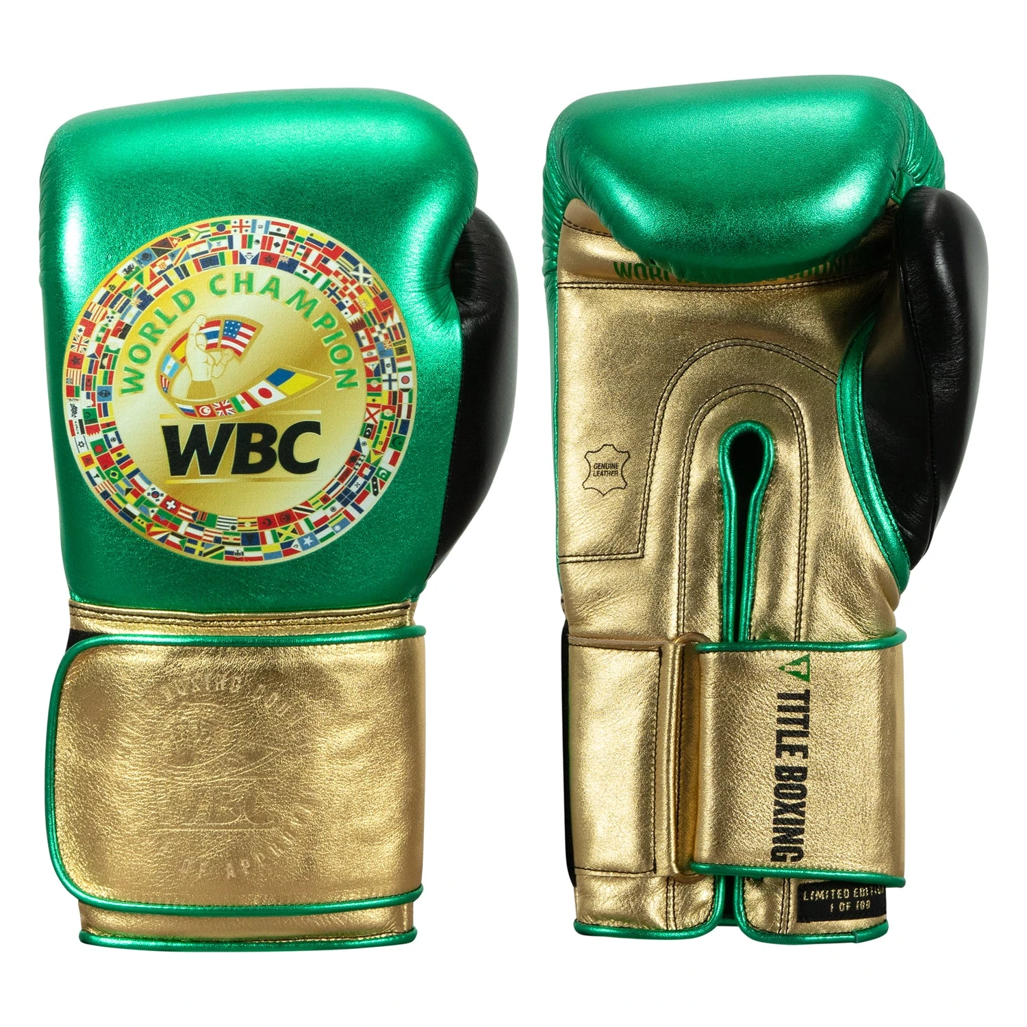 WBC By TITLE Boxing Green Belt Bag Gloves 6 WBC By TITLE Boxing Green Belt Bag Gloves - Image 6