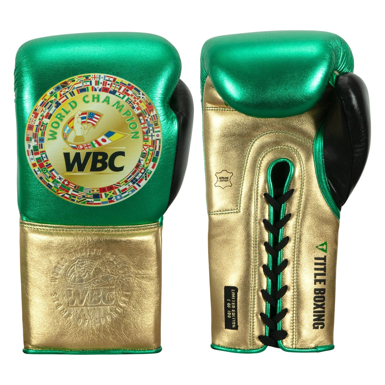 WBC By TITLE Boxing Green Belt Sparring Gloves 10 WBC By TITLE Boxing Green Belt Sparring Gloves - Image 10