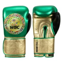 WBC By TITLE Boxing Green Belt Training Gloves 1.0 -Sports Boxing wgbtg gn gd bk 1 1
